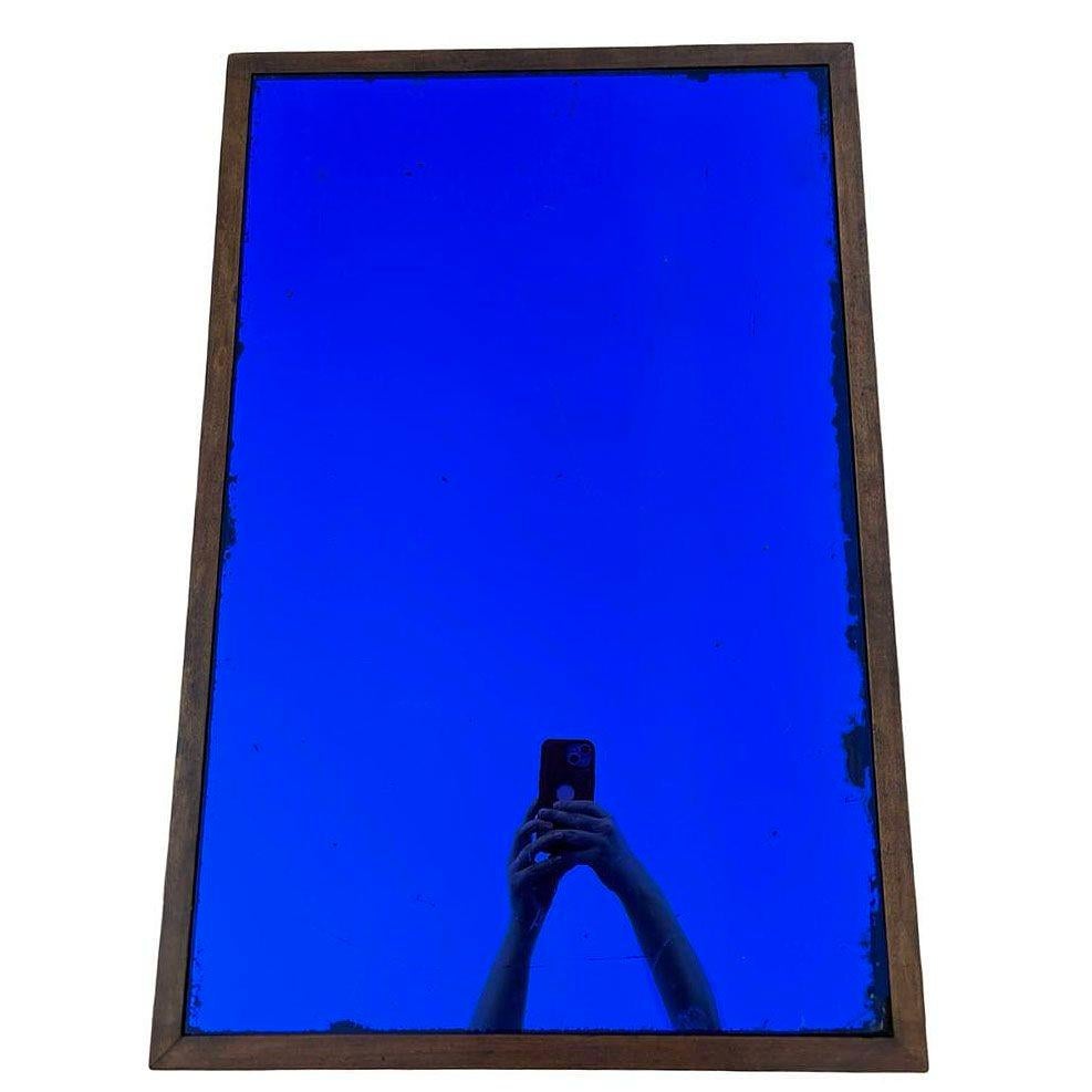 Mesa de centro Streamline Art Decó de palisandro con doble arco y tapa de cristal azul colbalto en venta 3