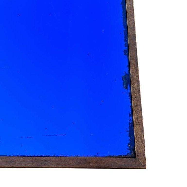 Mesa de centro Streamline Art Decó de palisandro con doble arco y tapa de cristal azul colbalto en venta 2