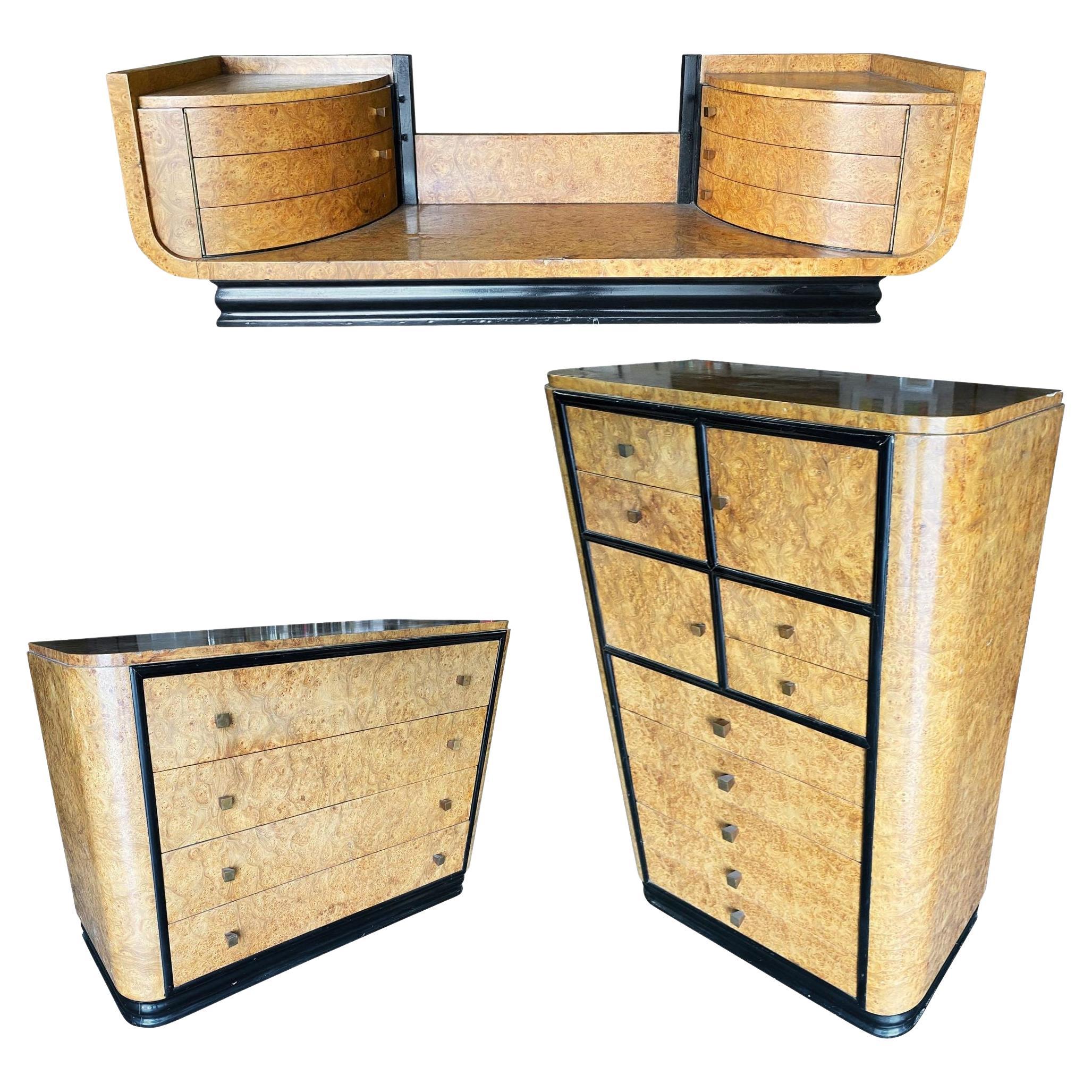 Streamline Art Deco Dresser & Vanity Bedroom Set by Donald Deskey for Widdicombe