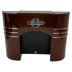 Streamline Art Deco Fireplace Mantle With Chrome Accents Circa 1930’s