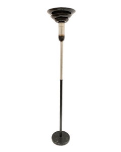 Streamline Art Deco Glass Rod Torchiere Floor Lamp w/ 3 Tier Spun Aluminum Shade