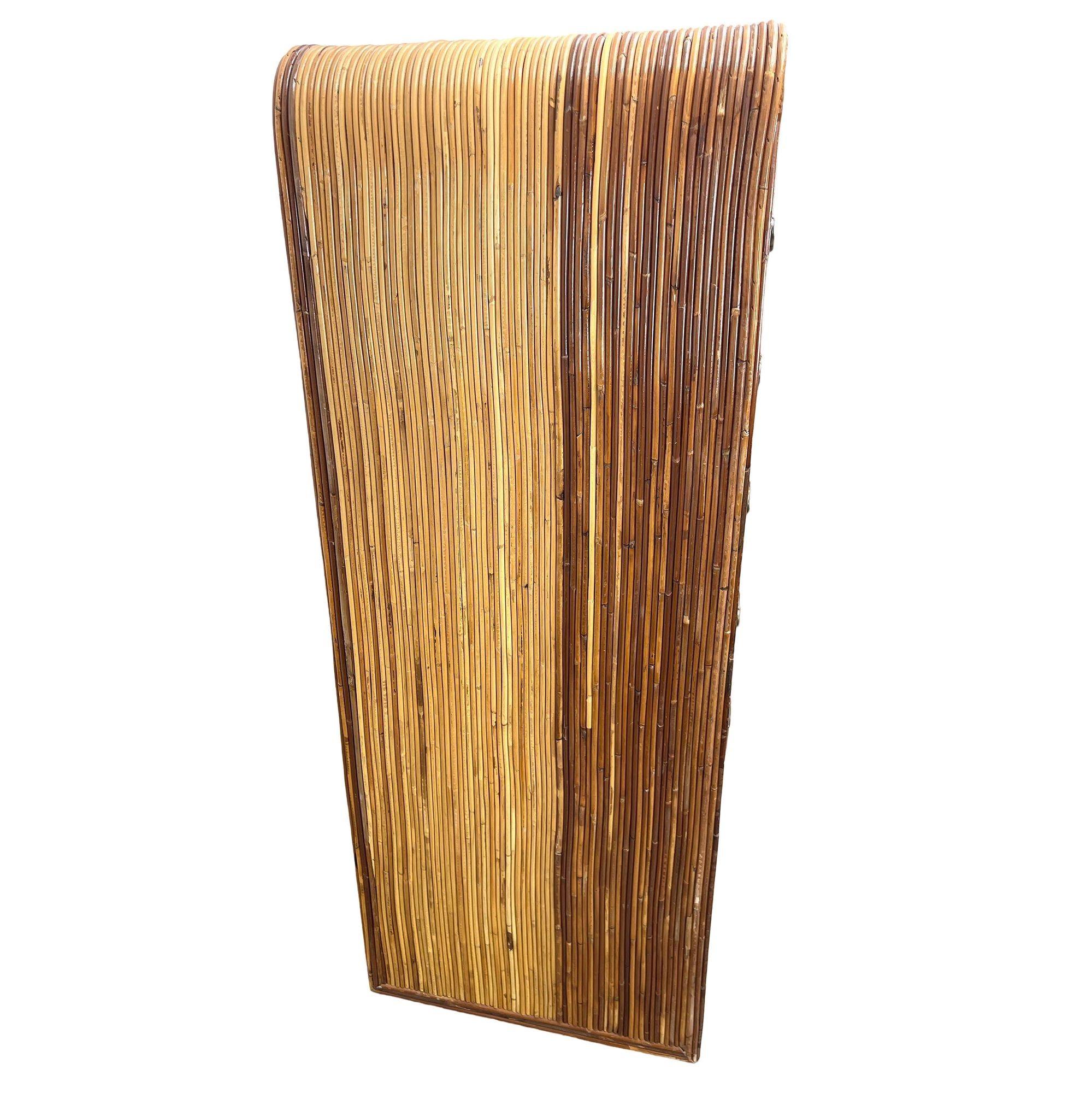 Streamline Art Deco Pencil Reed Rattan Waterfall Highboy Dresser, Pair 1