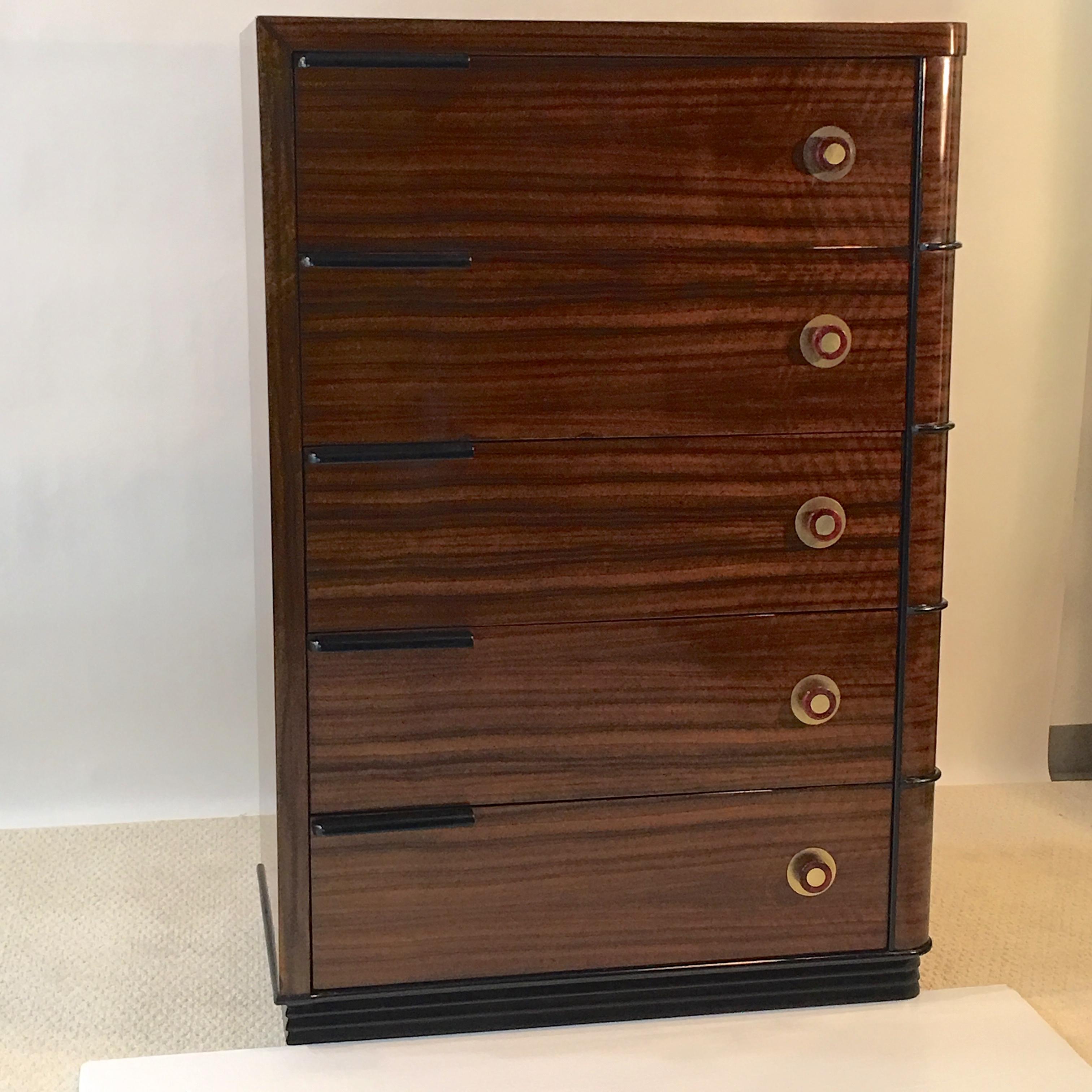 Streamline Art Deco Tall Chest of Drawers 4