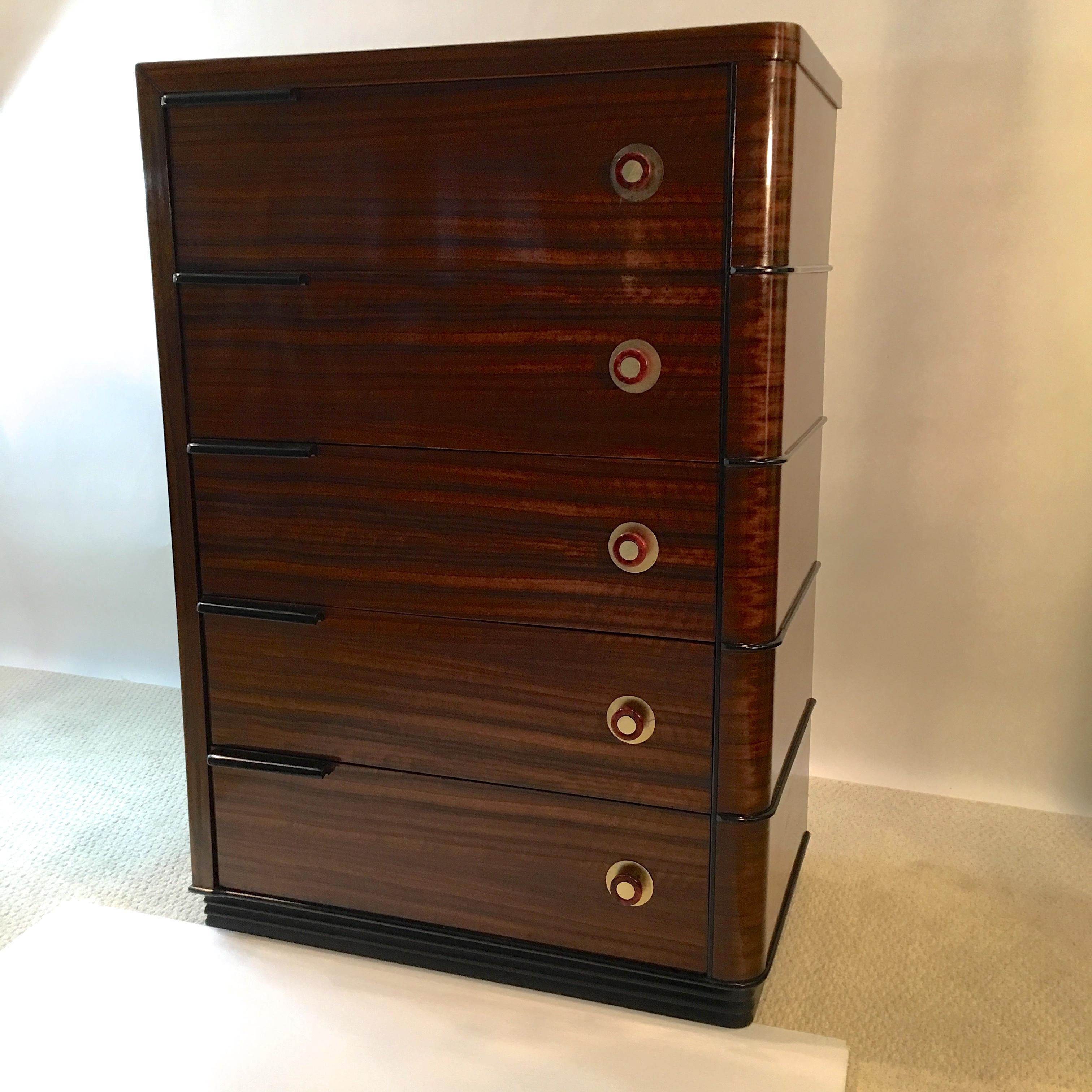 Streamline Art Deco Tall Chest of Drawers 5