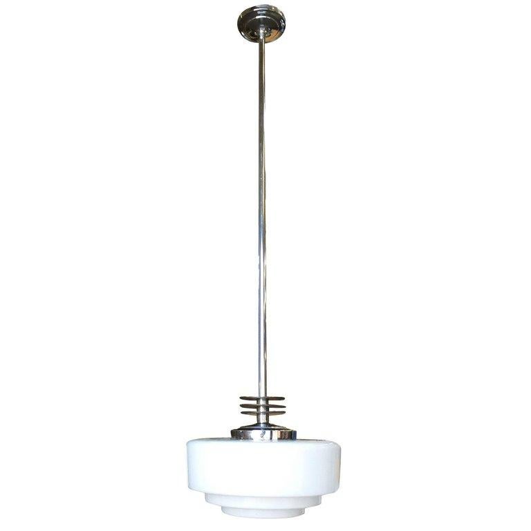 American Streamline Ceiling Pendant with Hand-Painted Stepped Cake Globe