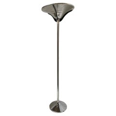 Streamline Chrome Steel Floor Lamp w/ Buttress Braced Saucer Shape
