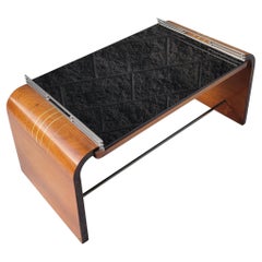 Streamline Deco Chrome Onyx Vitrolite and Walnut Coffee Table Machine Age