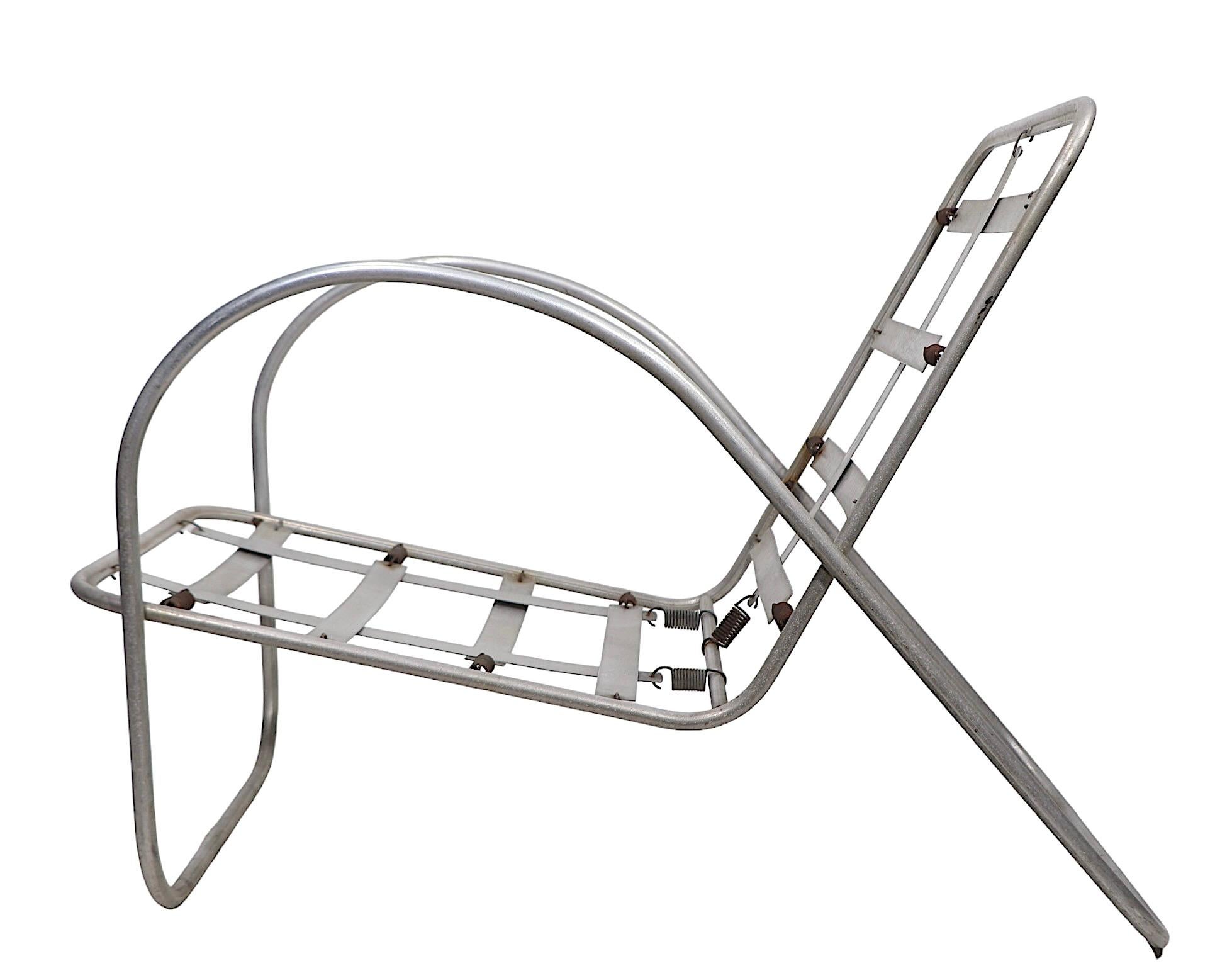 Stromlinienförmiger Design-Aluminium-Sessel für den Innenhof am Pool  Richard Neutra  1930/40s im Angebot 6