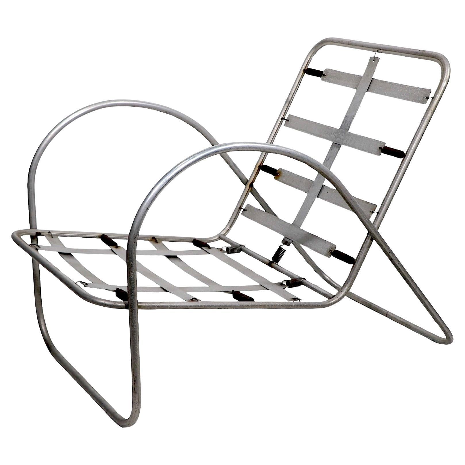 Streamline Design Aluminum Patio Poolside Lounge Chair  Richard Neutra  1930/40s