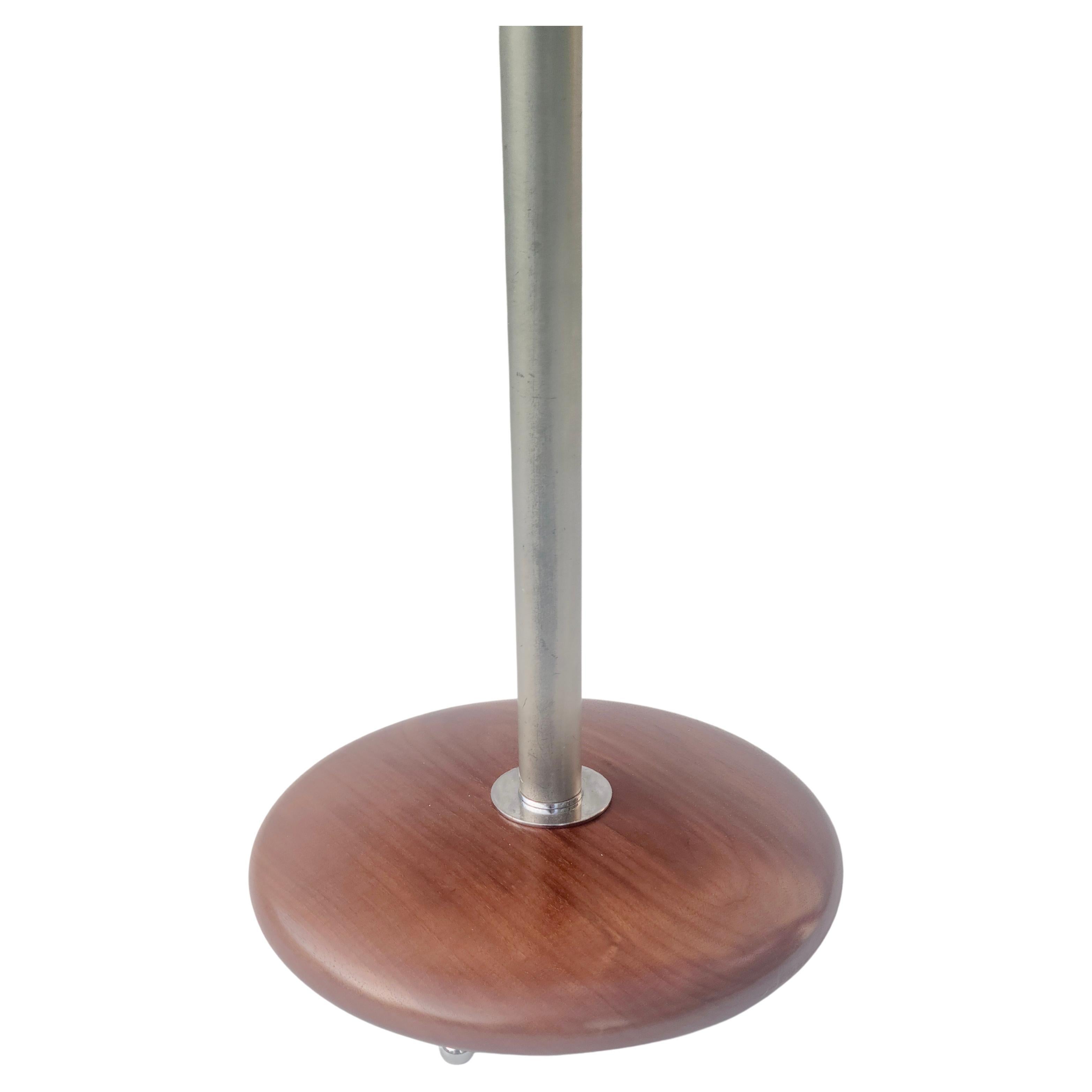 Streamline Floor Lamp Flat Banded Chrome Walnut in the style of Donald Deskey For Sale 6