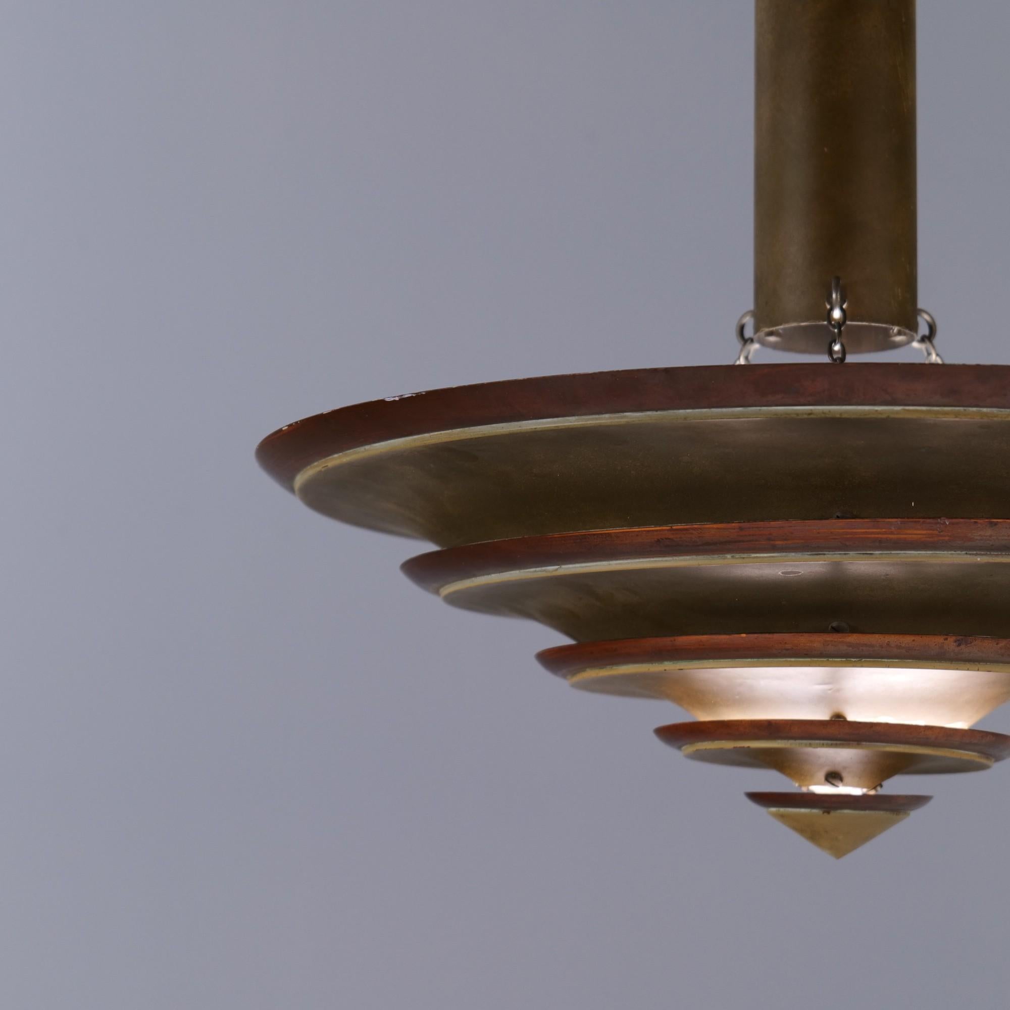 Streamline Georges Halais Art Deco Ceiling Lamp - 1930s 2