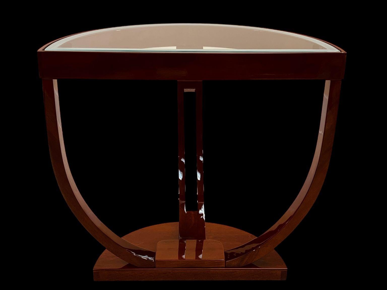 Streamline Halbkreis Glasplatte Art Deco Beistelltisch Amerikanisch ca. 1930's im Angebot 6
