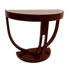 Streamline Half Circle Glass Top Art Deco Side Table American C. 1930’s