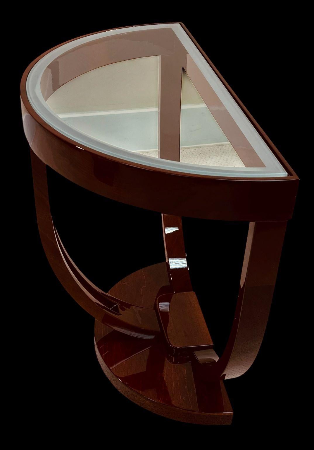 Streamline Halbkreis Glasplatte Art Deco Beistelltisch Amerikanisch ca. 1930's im Angebot 2