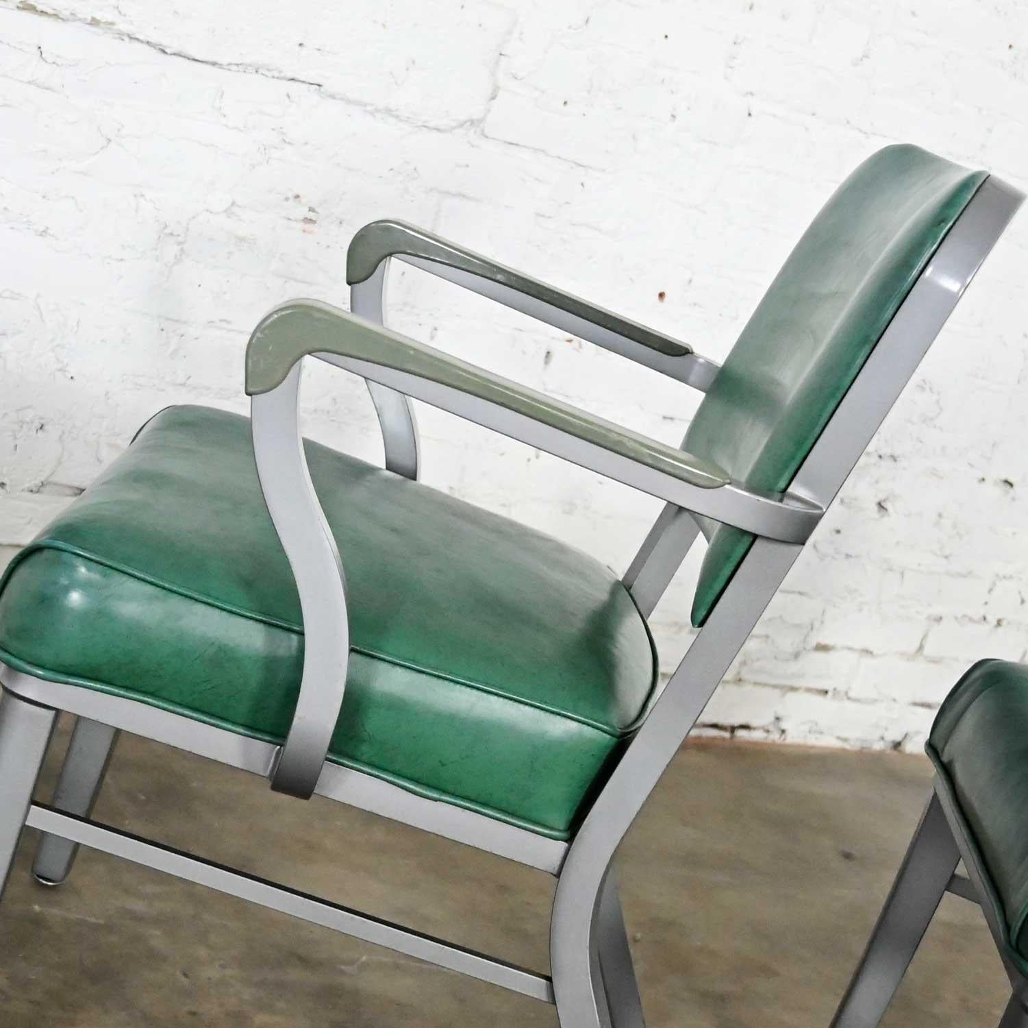 Streamline Industrial Metal & Green Vinyl Faux Leather Dining Chairs Set of 6 4