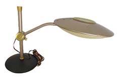 Streamline Modern Dazor Lighting Floating-Arm Metal / Fiberglass Desk Lamp 1940s