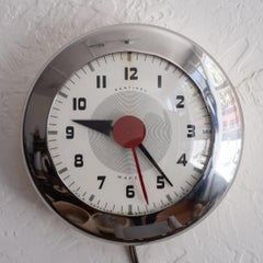 Reloj de pared Streamline Moderne 1940s Wafer de Henry Dreyfuss