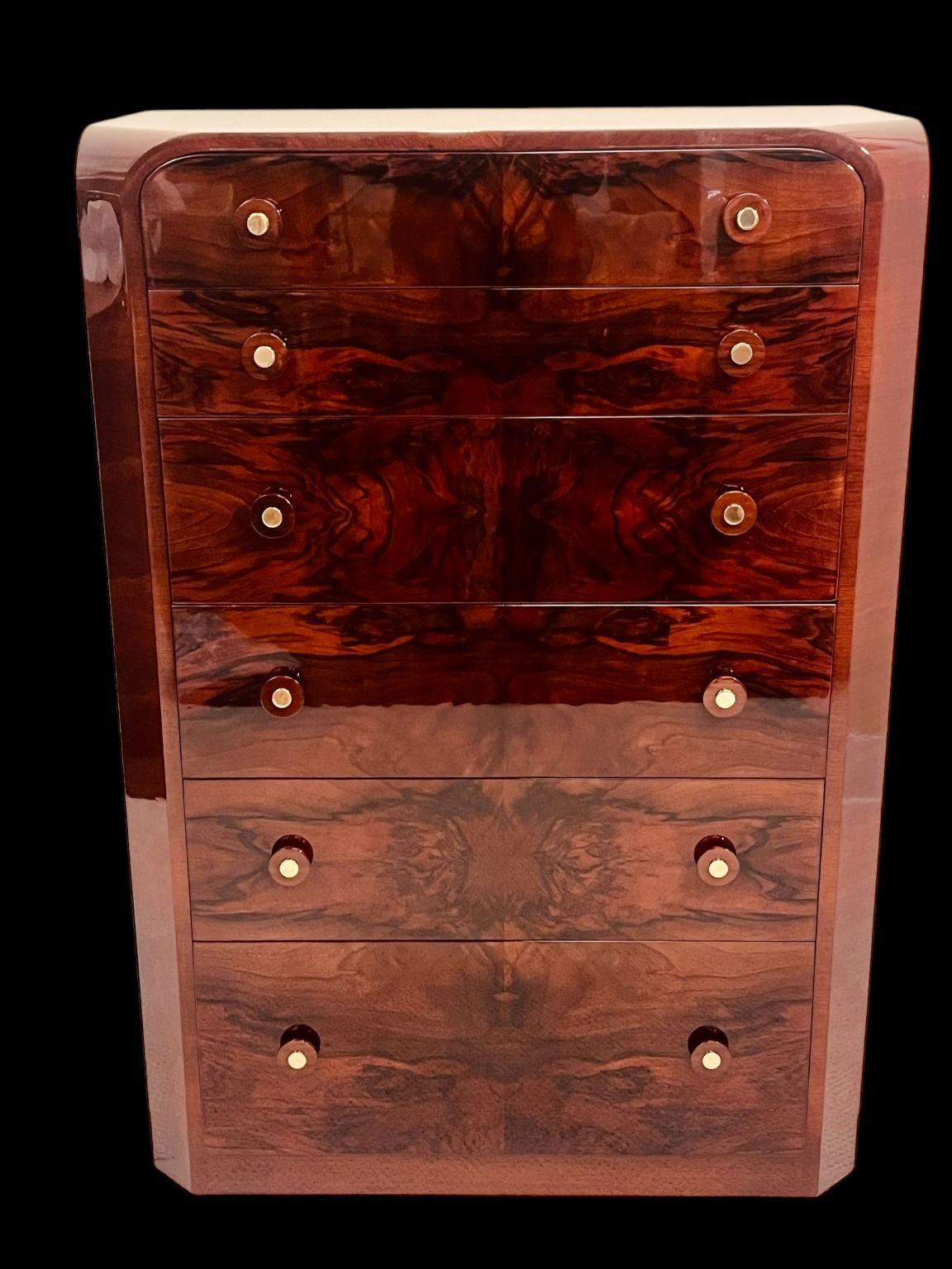 Cassettone Streamline Moderne Art Deco in palissandro e noce  Americano anni '30 in vendita 4