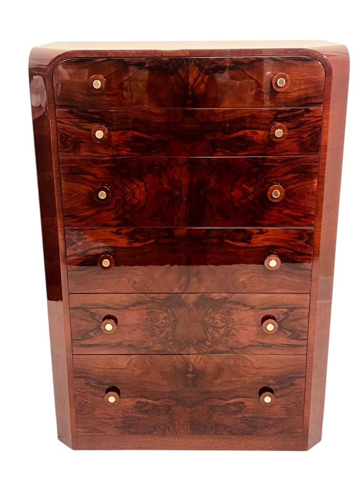 Cassettone Streamline Moderne Art Deco in palissandro e noce  Americano anni '30 in vendita 3