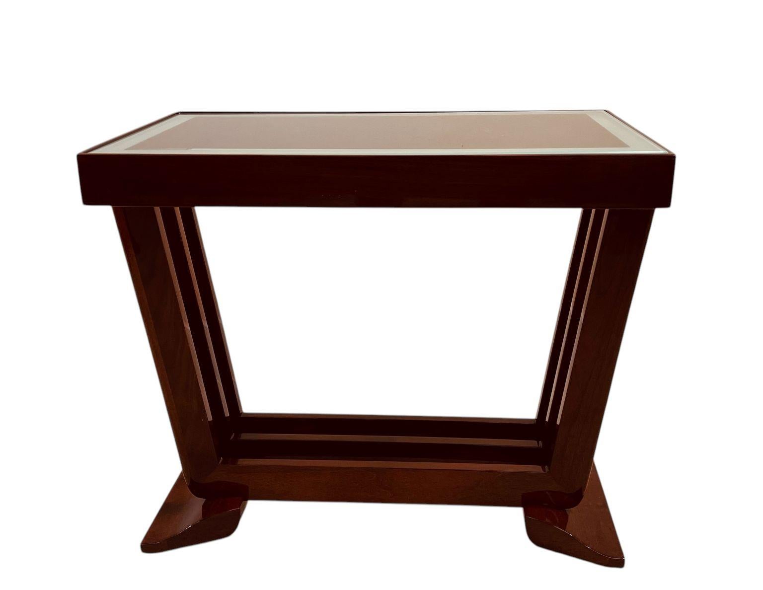 Streamlined Moderne Streamline Moderne Art Deco Side/End Table In Solid Walnut, American C. 1930 For Sale