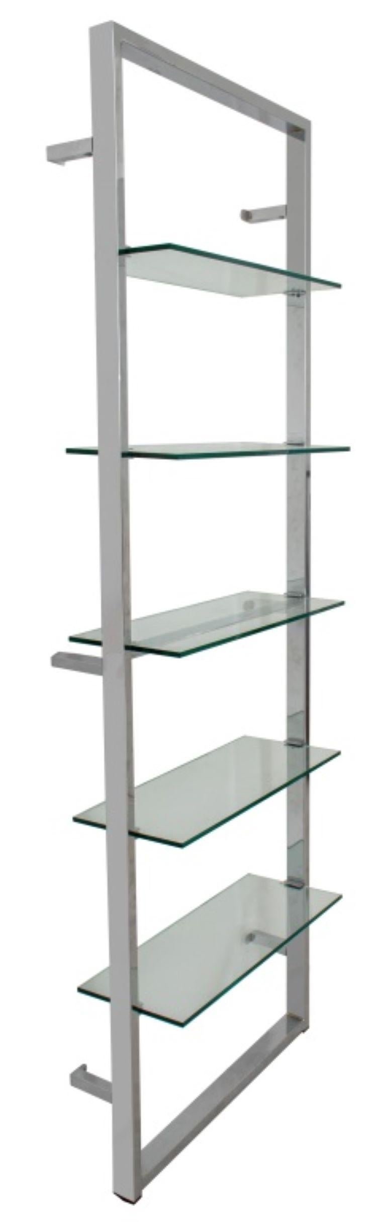 20th Century Streamline Moderne Chrome Wall Mounted Etagere For Sale