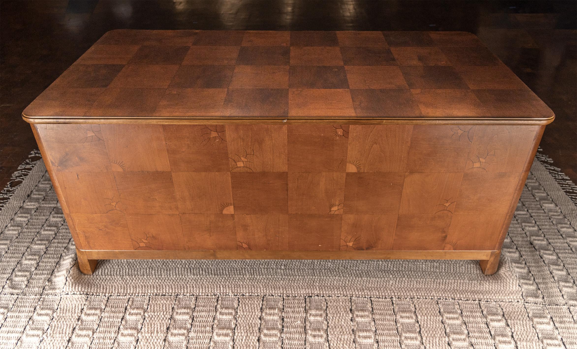 Streamline Moderne, scrivania direzionale in intarsio decorato a mano, periodo Art Deco in vendita 5