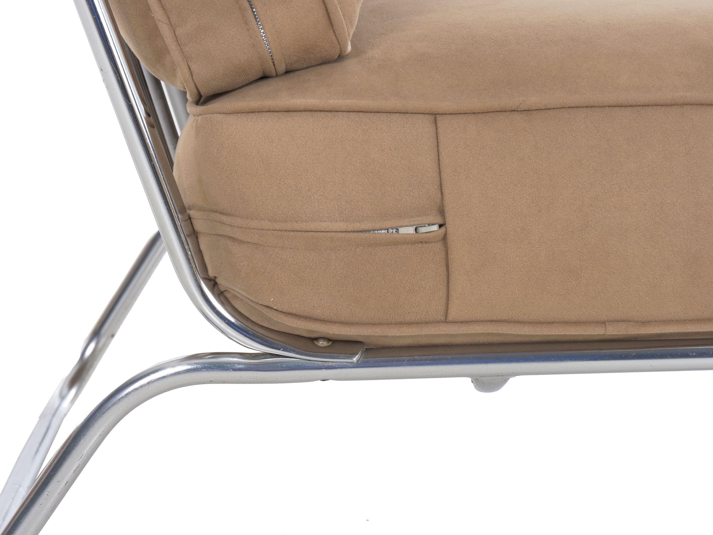Steel Streamline Moderne KEM Weber for Lloyd Chrome Tubular Lounge Chair, circa 1940s