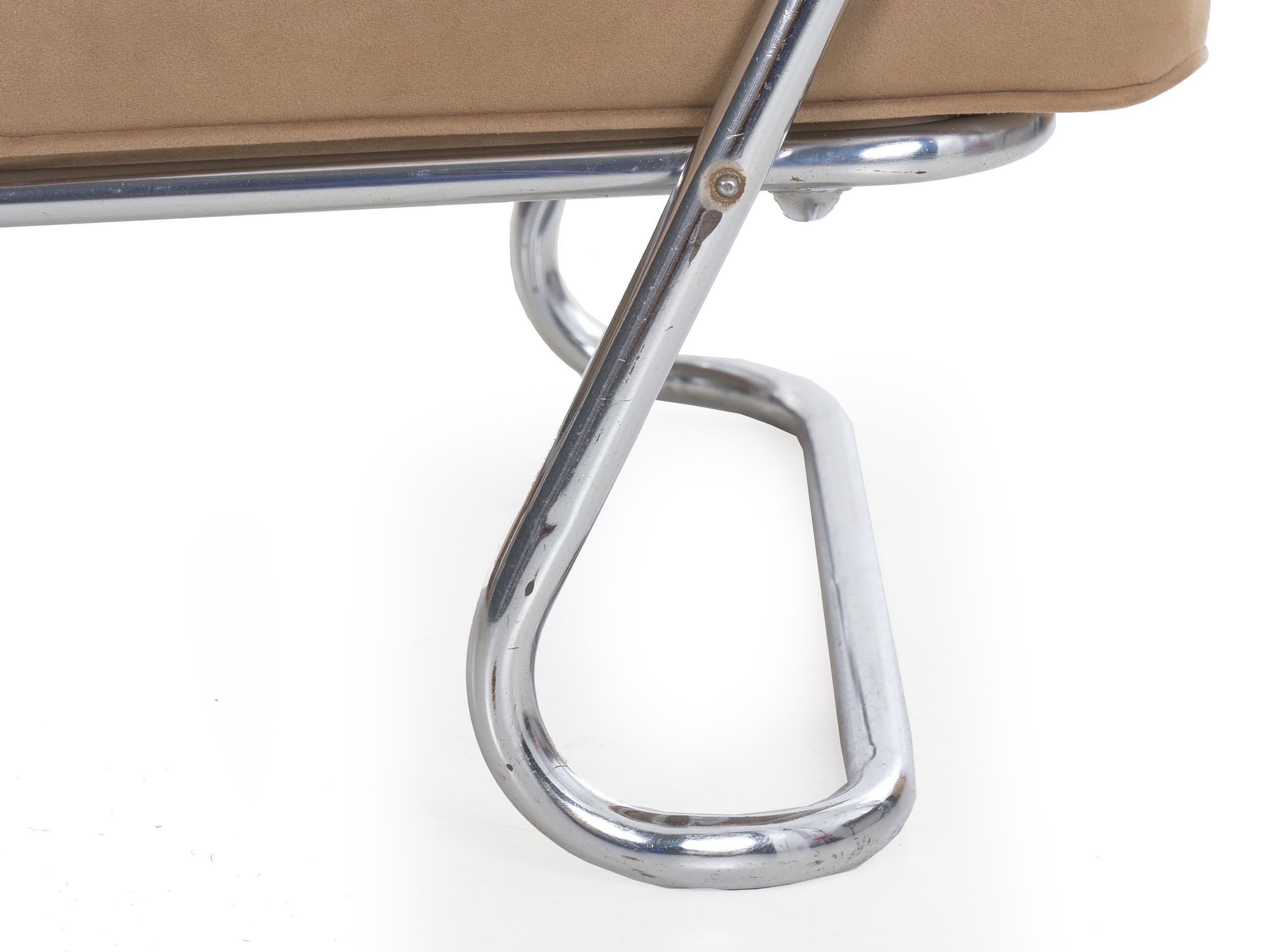 Streamline Moderne KEM Weber for Lloyd Chrome Tubular Lounge Chair, circa 1940s 1