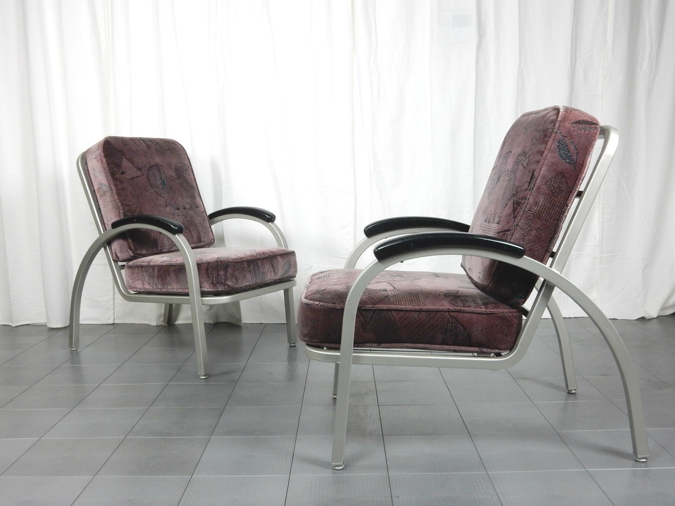 Art Deco Bauhaus Lounge Chairs Designed by Norman Bel Geddes 1