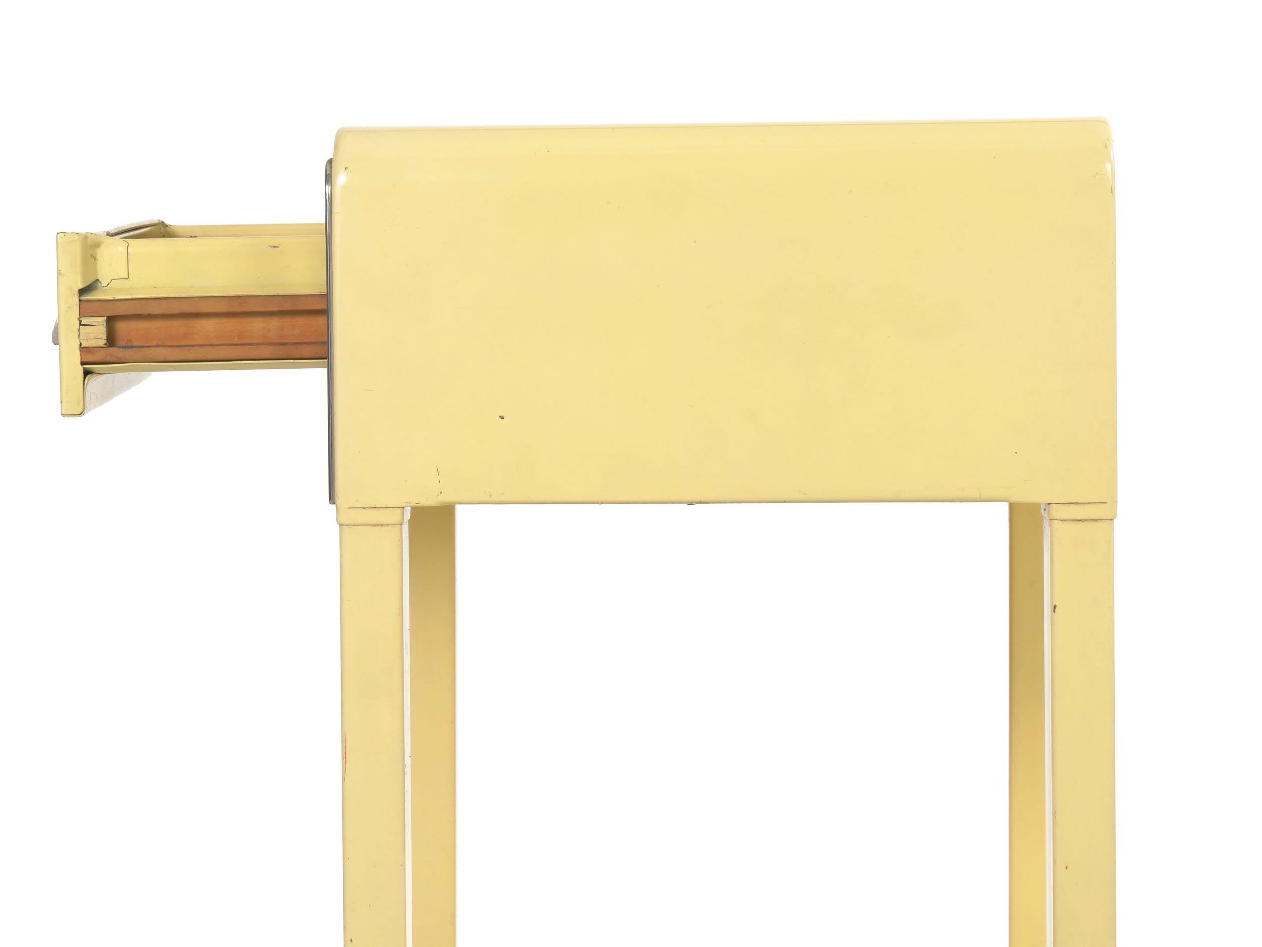 Steel Streamline Moderne Nightstand Table by Norman Bel Geddes for Simmons