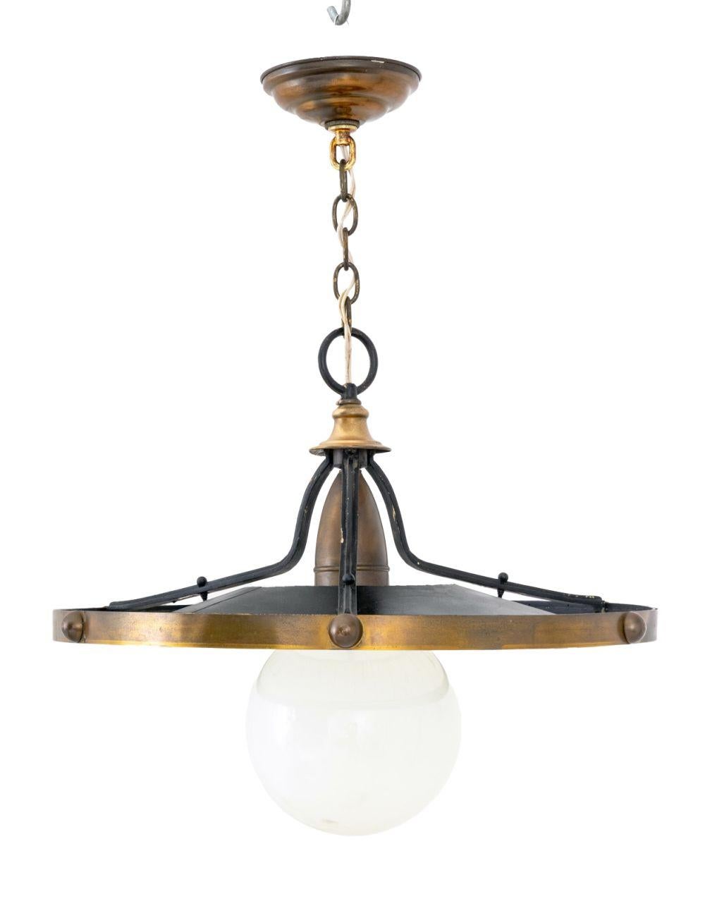 Brass Streamline Moderne Style Pendant Lamp For Sale