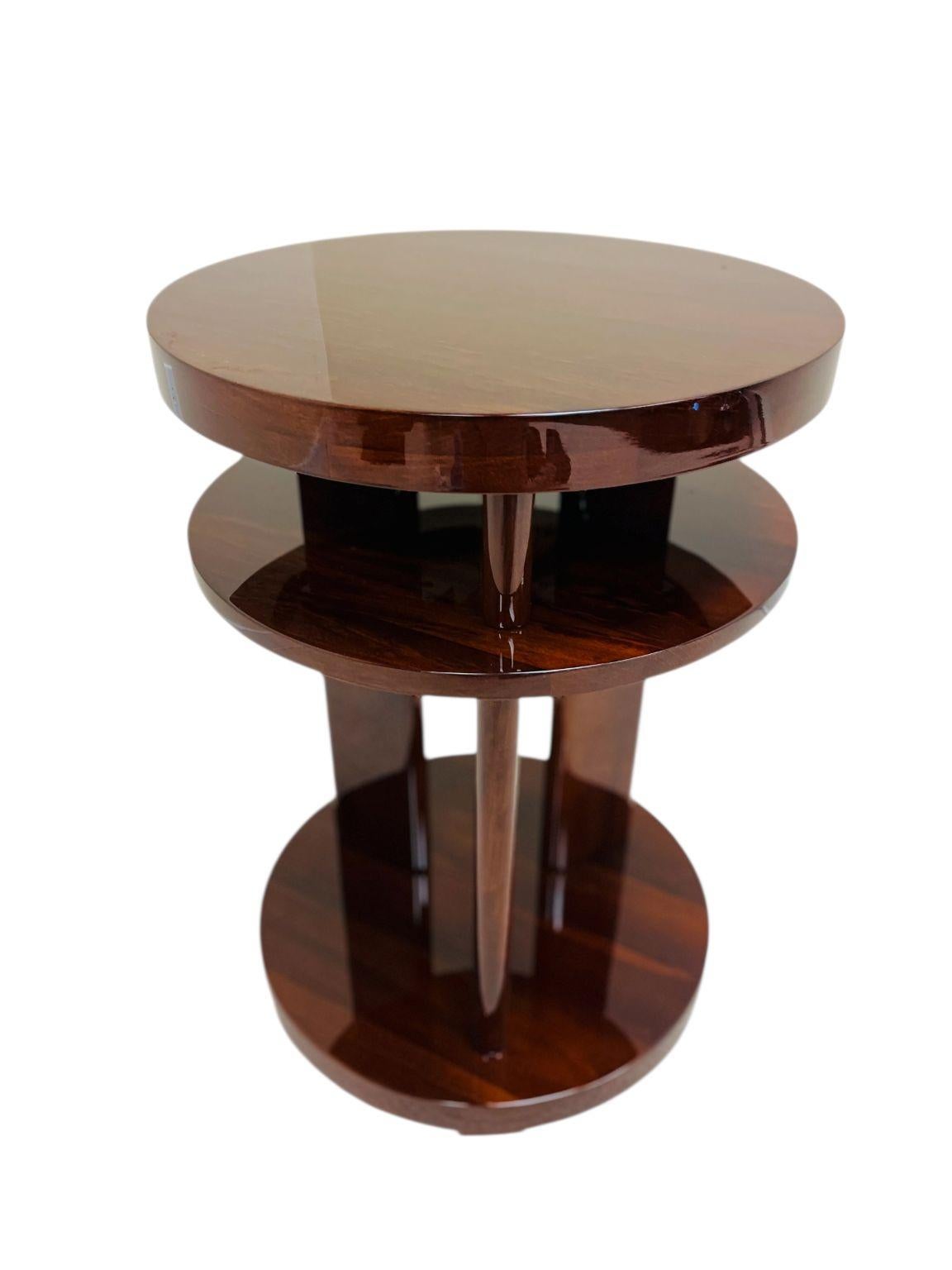 Mid-20th Century Streamline Modernist Art Deco Circular Three Tier Side Table American C. 1930-40 For Sale