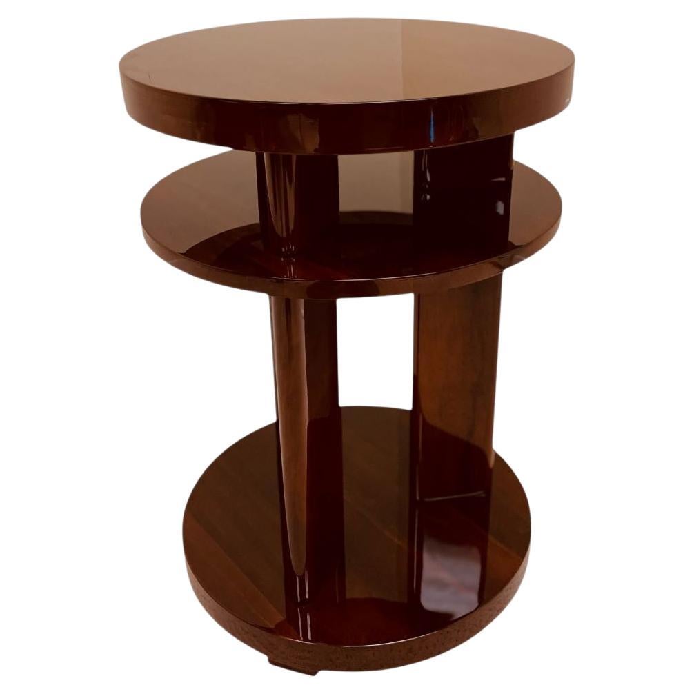Streamline Modernist Art Deco Circular Three Tier Side Table American C. 1930-40 For Sale