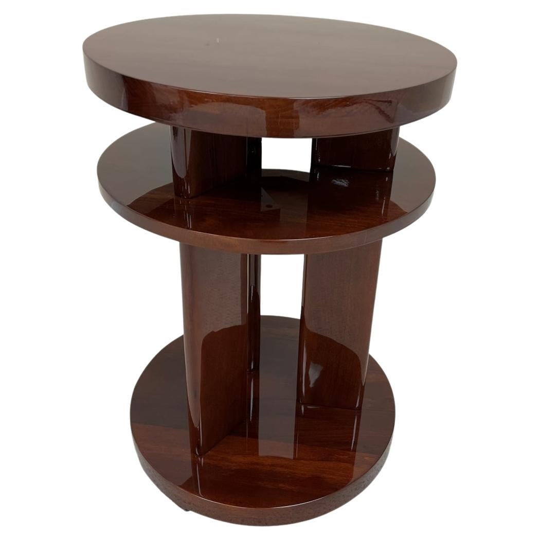 Stained Streamline Modernist Art Deco Circular Three Tier Side Table American circa 1930