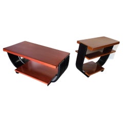 Streamline Two Tone Coffee and Side Table by Gilbert Rohde for Brown Saltman