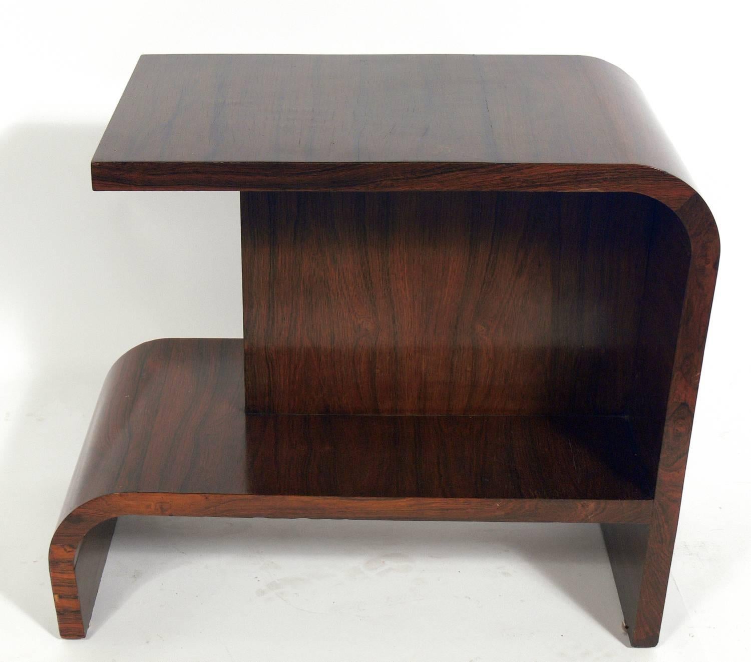 Wood Streamlined Art Deco Rosewood Side Table