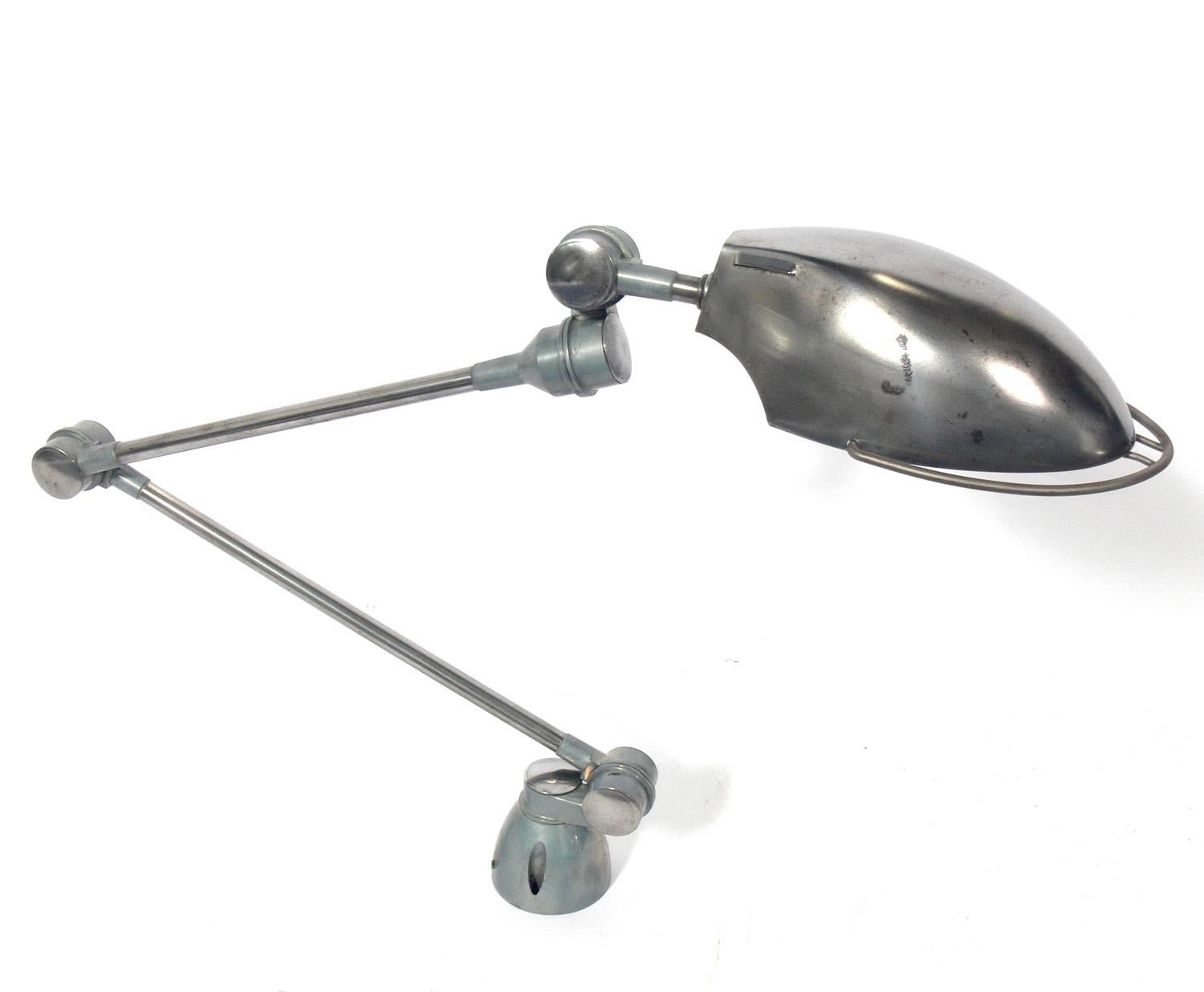Art Deco Streamlined Articulated Metal Desk Lamp