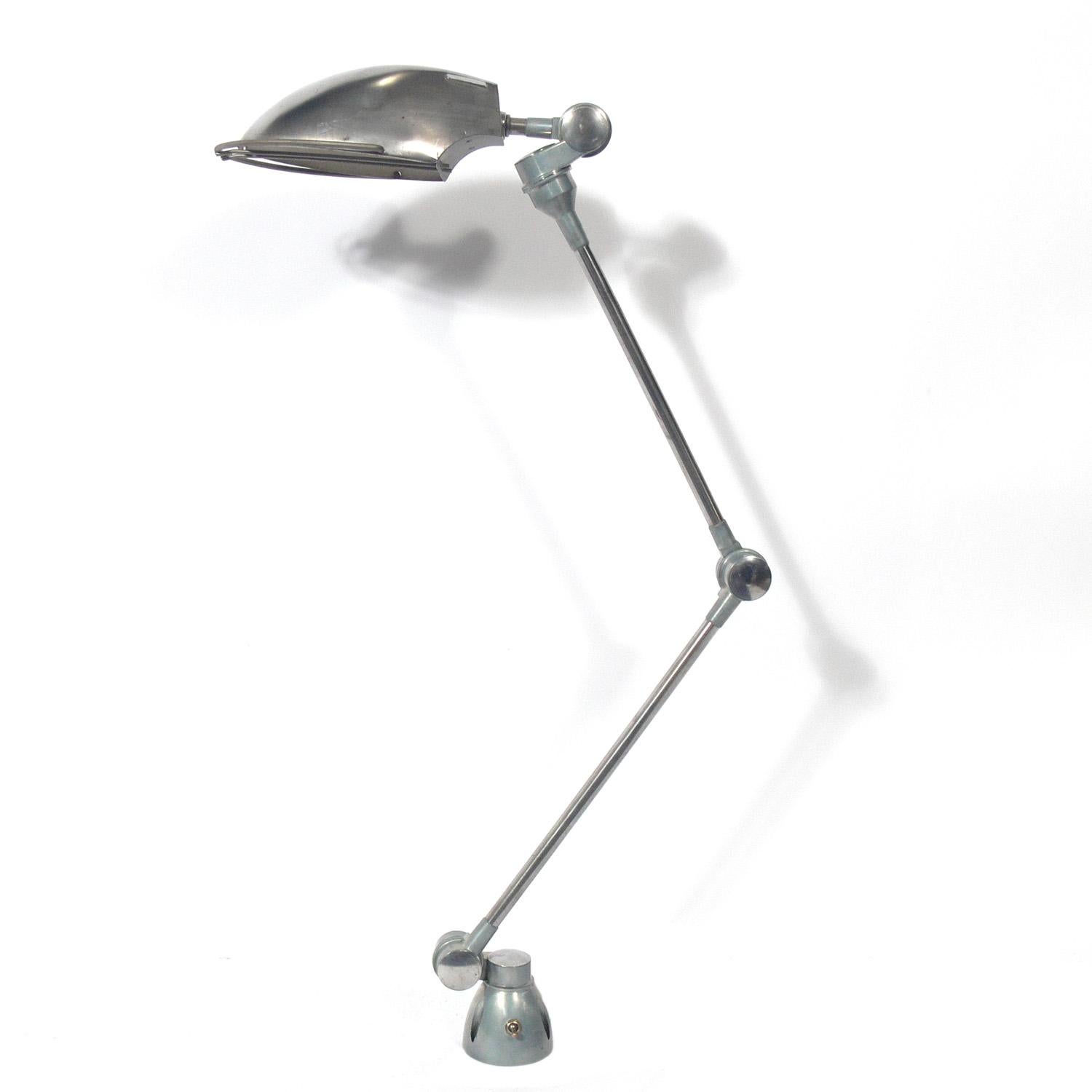French Streamlined Articulated Metal Desk Lamp