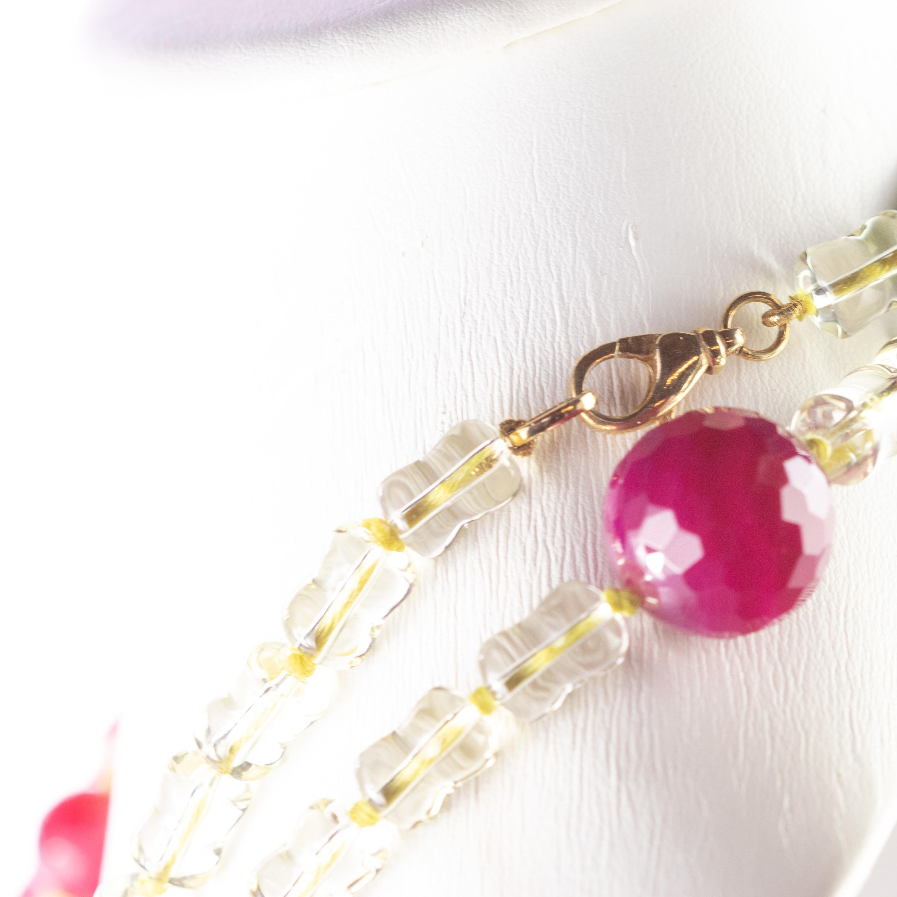 Women's Streamlined Citrine Quartz Agate Jasper Beaded Long Wrap Around Intini Necklace For Sale