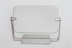 Streamlined Double-Face Rectangular Nickel Metal Vanity Mirror, France 1960's