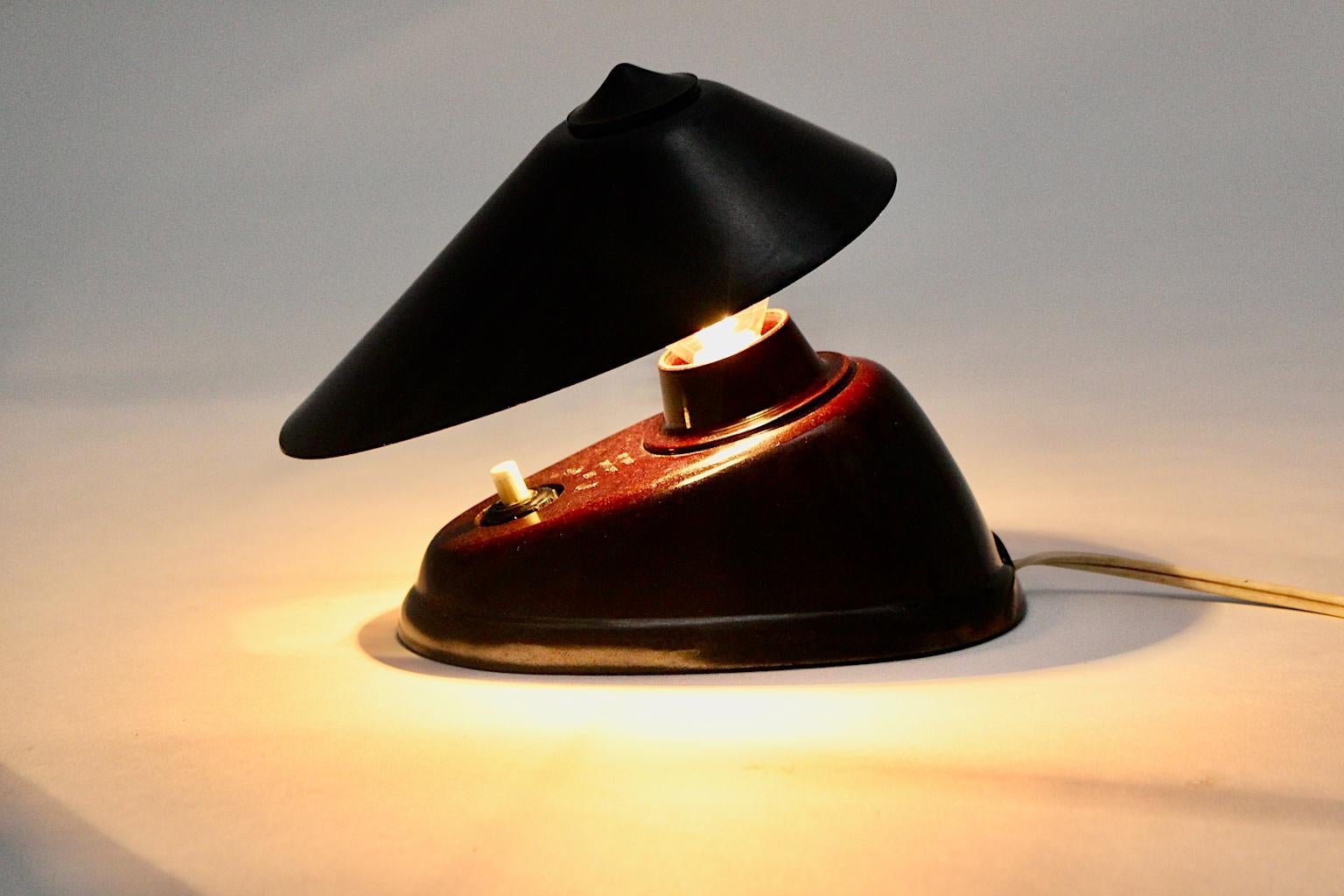 European Streamlined Moderne Art Deco Brown Vintage Bakelite Wall Lamp Table Lamp, 1920s For Sale