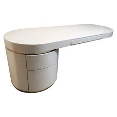 Streamlined "Ponte" Single Pedestal Lacquered Desk Designed by J. Wade Beam