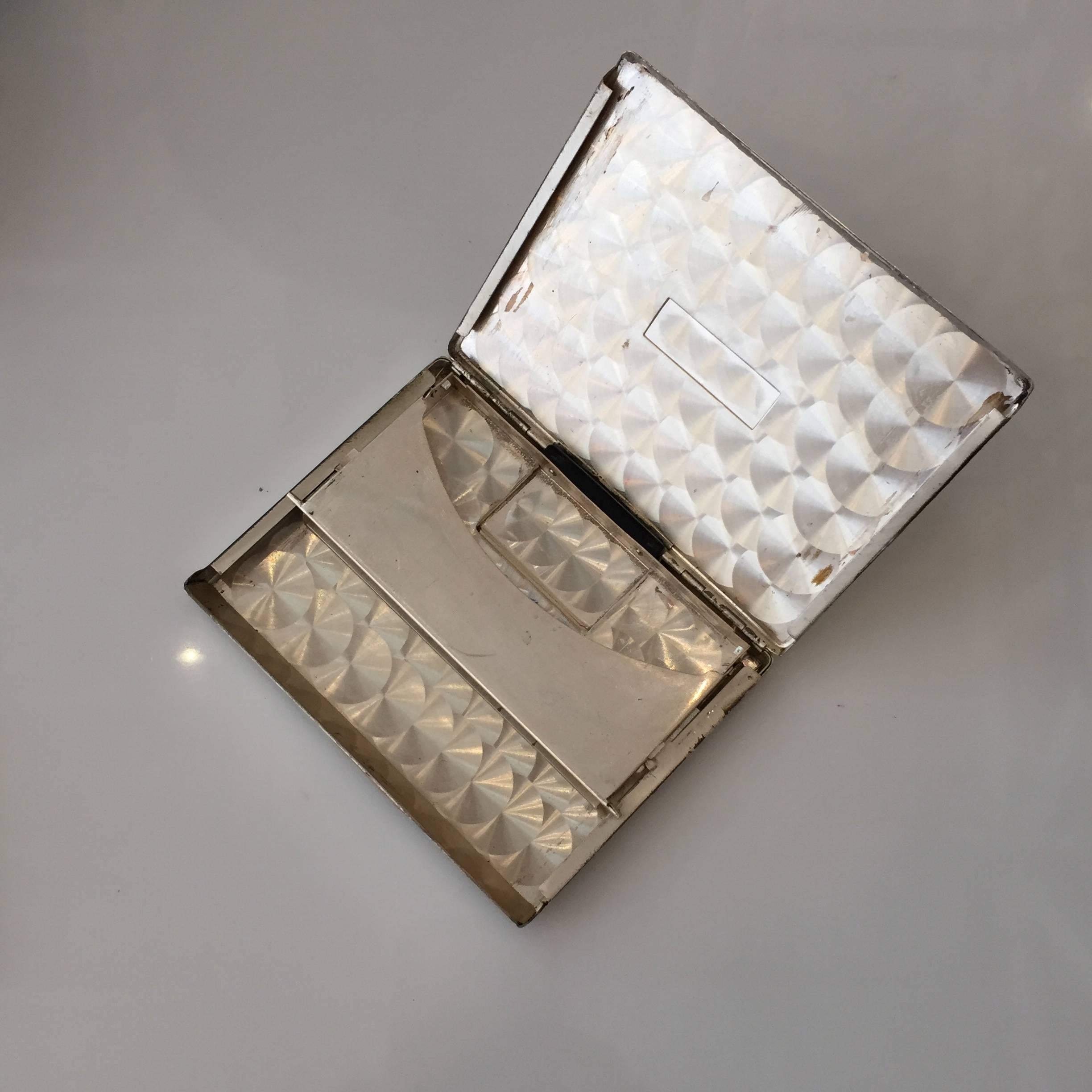 Mid-20th Century Streamlined Sterling Silver Cigarette Case with Dispenser