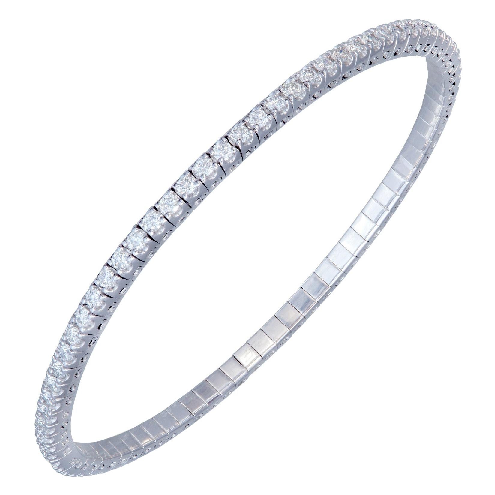 Bracelet tennis extensible en or blanc 18 carats avec diamants 1,69 carat/68 pièces