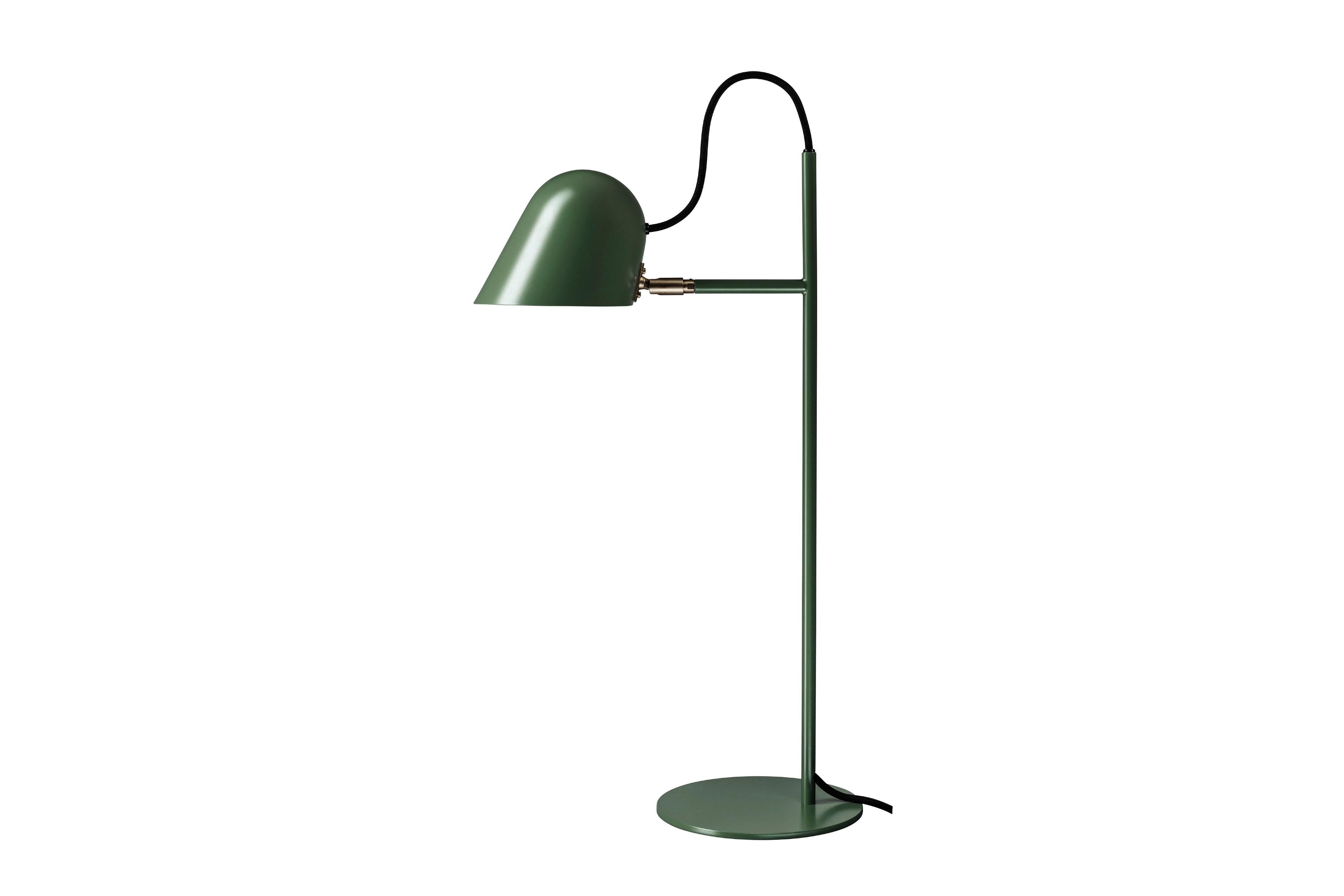 Brass 'Streck' Table Lamp by Joel Karlsson for Örsjö in Pine Green For Sale
