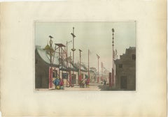 Street in Nanjing (Nanking), China — Architectural View with Banners, 1815