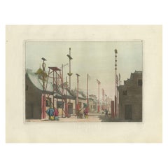 Street in Nanjing (Nanking), China — Architectural View with Banners, 1815