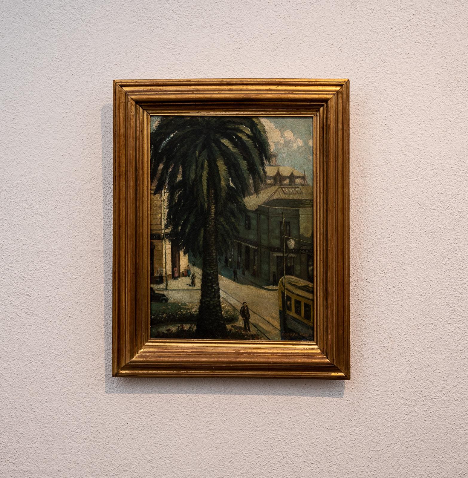 Belle Époque Street Scene with Palm Tree by Camillo Mori circa 1925
