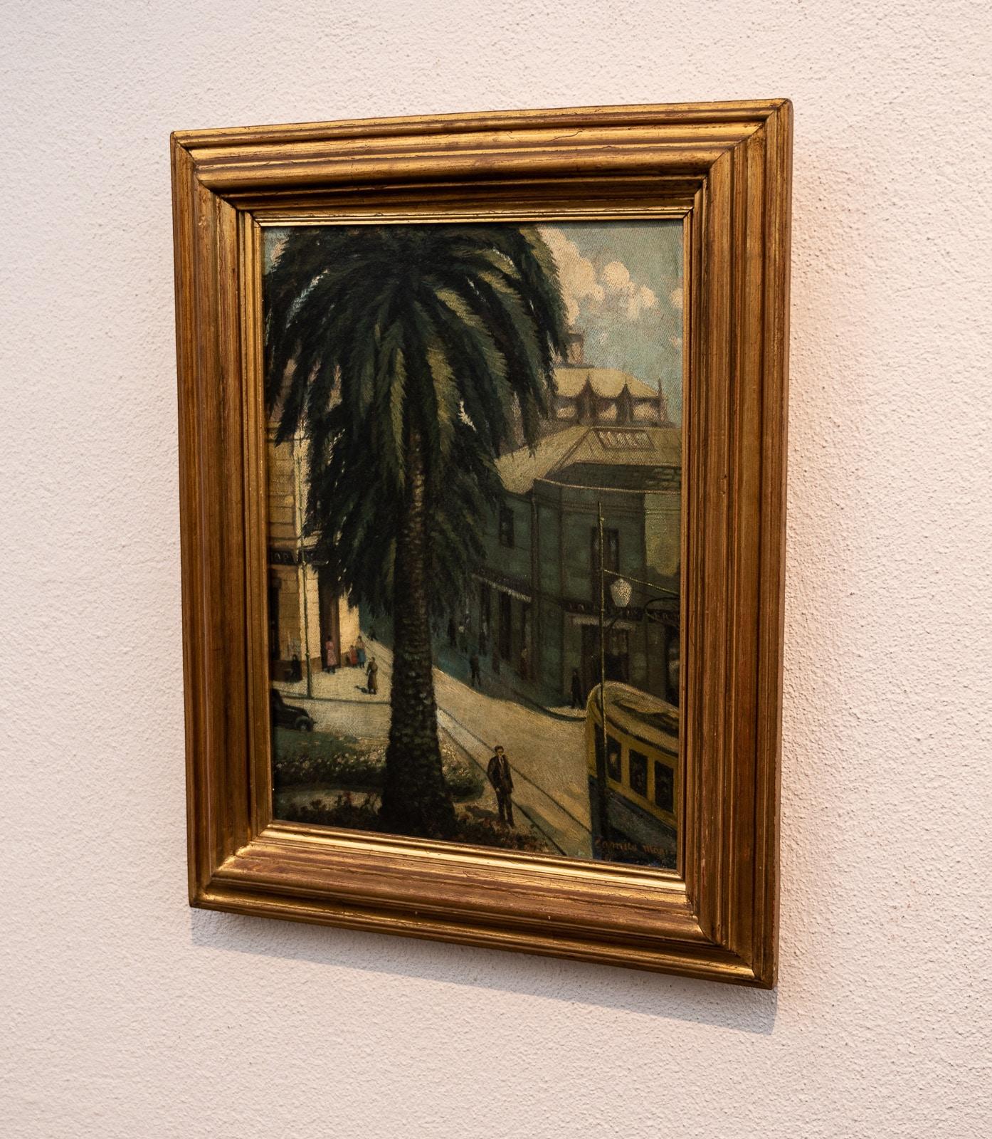20th Century Street Scene with Palm Tree by Camillo Mori circa 1925