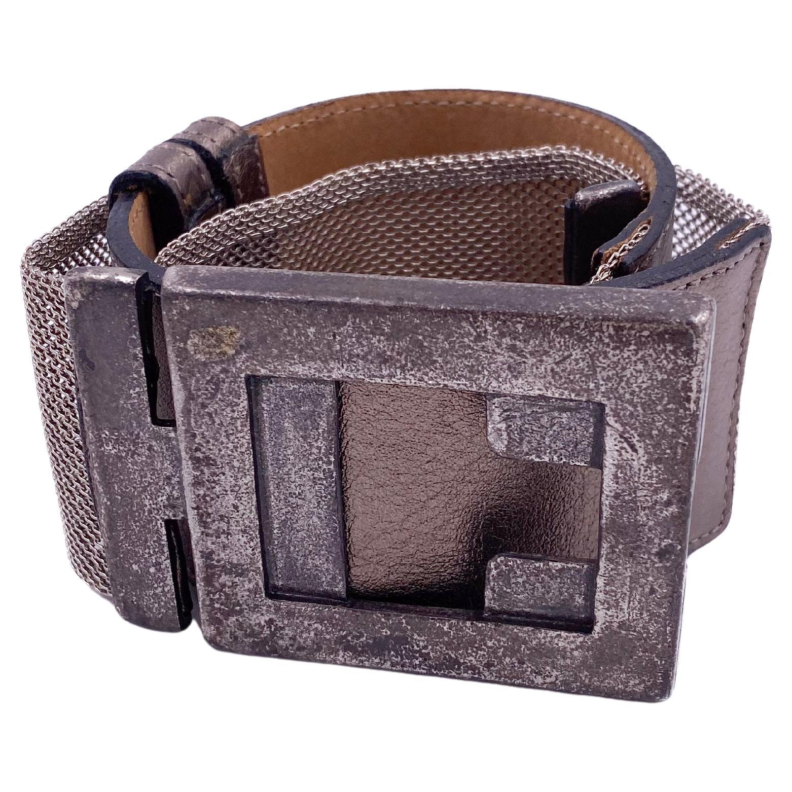 Streets Ahead Silver Leather and Metal Mesh Belt